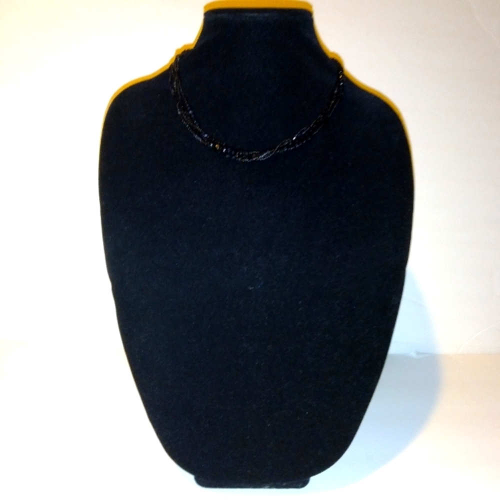LC Black Bead Multi Strand Necklace